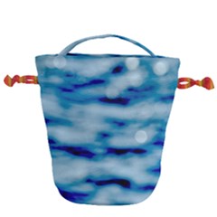 Blue Waves Abstract Series No5 Drawstring Bucket Bag by DimitriosArt