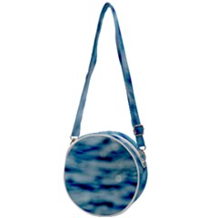 Blue Waves Abstract Series No5 Crossbody Circle Bag by DimitriosArt