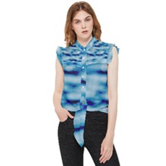 Blue Waves Abstract Series No5 Frill Detail Shirt by DimitriosArt