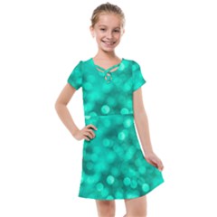 Light Reflections Abstract No9 Turquoise Kids  Cross Web Dress by DimitriosArt