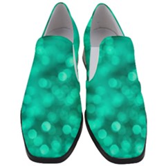 Light Reflections Abstract No9 Turquoise Women Slip On Heel Loafers by DimitriosArt