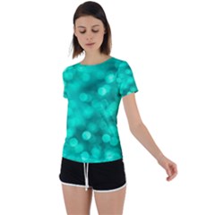 Light Reflections Abstract No9 Turquoise Back Circle Cutout Sports Tee by DimitriosArt