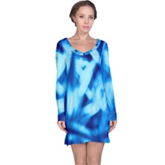 Blue Abstract 2 Long Sleeve Nightdress by DimitriosArt