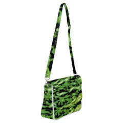 Green  Waves Abstract Series No11 Shoulder Bag With Back Zipper by DimitriosArt