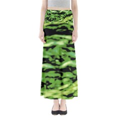 Green  Waves Abstract Series No11 Full Length Maxi Skirt by DimitriosArt