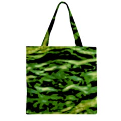 Green  Waves Abstract Series No11 Zipper Grocery Tote Bag by DimitriosArt