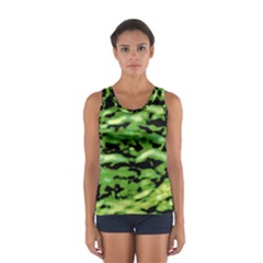 Green  Waves Abstract Series No11 Sport Tank Top  by DimitriosArt