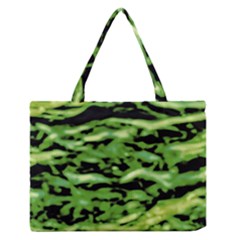 Green  Waves Abstract Series No11 Zipper Medium Tote Bag by DimitriosArt