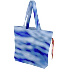 Blue Waves Abstract Series No10 Drawstring Tote Bag by DimitriosArt