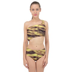 Yellow  Waves Abstract Series No10 Spliced Up Two Piece Swimsuit by DimitriosArt