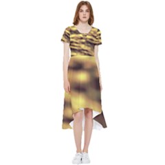 Yellow  Waves Abstract Series No10 High Low Boho Dress by DimitriosArt