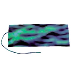 Green  Waves Abstract Series No6 Roll Up Canvas Pencil Holder (s) by DimitriosArt