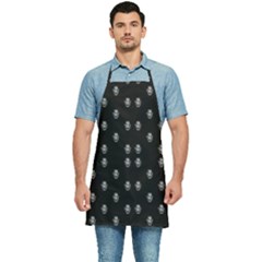 Black And White Sketchy Man Portrait Pattern Kitchen Apron by dflcprintsclothing