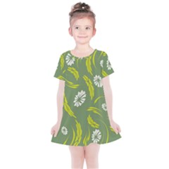 Folk Flowers Print Floral Pattern Ethnic Art Kids  Simple Cotton Dress by Eskimos