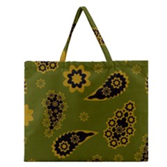 Floral Pattern Paisley Style Paisley Print  Doodle Background Zipper Large Tote Bag by Eskimos