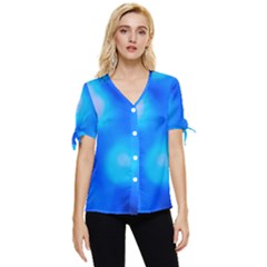 Blue Vibrant Abstract Bow Sleeve Button Up Top by DimitriosArt