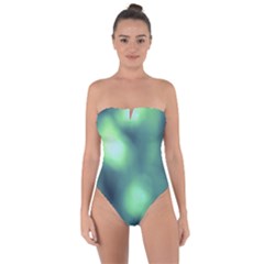 Green Vibrant Abstract Tie Back One Piece Swimsuit by DimitriosArt