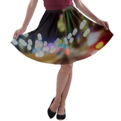 City Lights Series No4 A-line Skater Skirt by DimitriosArt