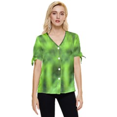 Green Abstract Stars Bow Sleeve Button Up Top by DimitriosArt