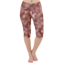 Light Reflections Abstract No6 Rose Lightweight Velour Cropped Yoga Leggings by DimitriosArt