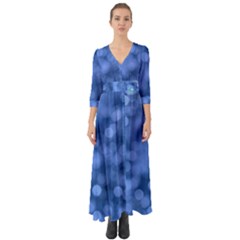 Light Reflections Abstract No5 Blue Button Up Boho Maxi Dress by DimitriosArt
