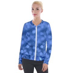 Light Reflections Abstract No5 Blue Velvet Zip Up Jacket by DimitriosArt