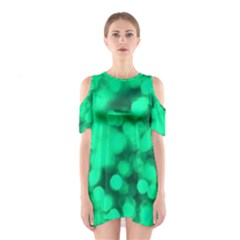 Light Reflections Abstract No10 Green Shoulder Cutout One Piece Dress by DimitriosArt