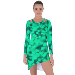 Light Reflections Abstract No10 Green Asymmetric Cut-out Shift Dress by DimitriosArt