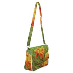 Orange On The Green Shoulder Bag With Back Zipper by DimitriosArt