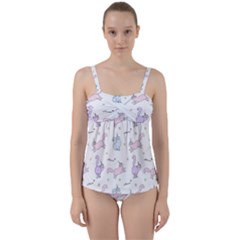 Unicorn Cats Pattern 2 Twist Front Tankini Set by Littlebird