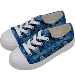 Rare Excotic Blue Flowers In The Forest Of Calm And Peace Kids  Low Top Canvas Sneakers by pepitasart