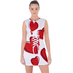 Scribbled Love Lace Up Front Bodycon Dress by SomethingForEveryone