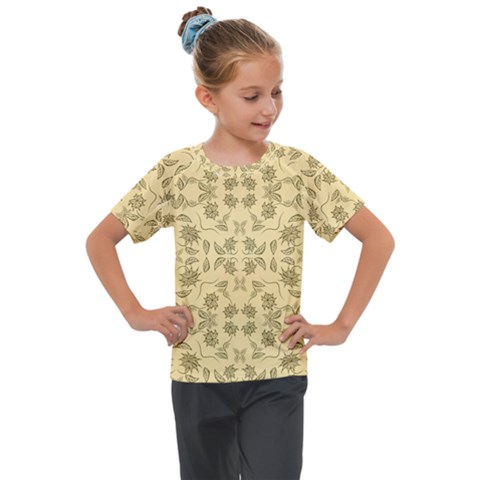 Floral Folk Damask Pattern Fantasy Flowers Floral Geometric Fantasy Kids  Mesh Piece Tee by Eskimos