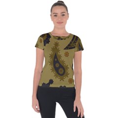 Floral Pattern Paisley Style Paisley Print  Doodle Background Short Sleeve Sports Top  by Eskimos