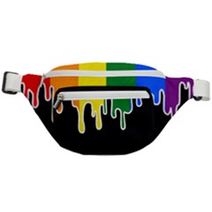 Gay Pride Flag Rainbow Drip On Black Blank Black For Designs Fanny Pack by VernenInk
