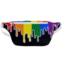 Gay Pride Flag Rainbow Drip On Black Blank Black For Designs Waist Bag  by VernenInk