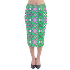 Abstract Illustration With Eyes Velvet Midi Pencil Skirt by SychEva