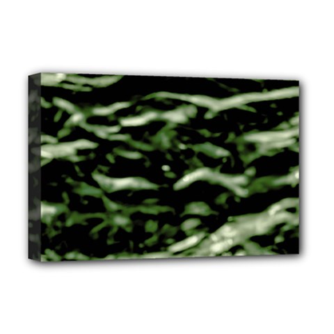 Green  Waves Abstract Series No5 Deluxe Canvas 18  X 12  (stretched) by DimitriosArt