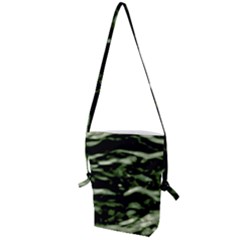 Green  Waves Abstract Series No5 Folding Shoulder Bag by DimitriosArt