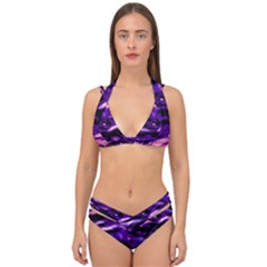 Purple  Waves Abstract Series No1 Double Strap Halter Bikini Set by DimitriosArt