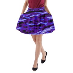 Purple  Waves Abstract Series No2 A-line Pocket Skirt by DimitriosArt