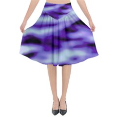 Purple  Waves Abstract Series No3 Flared Midi Skirt by DimitriosArt