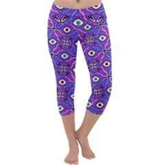 Abstract Illustration With Eyes Capri Yoga Leggings by SychEva