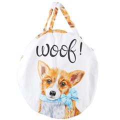 Welsh Corgi Pembrock With A Blue Bow Giant Round Zipper Tote by ladynatali