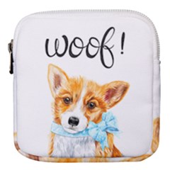 Welsh Corgi Pembrock With A Blue Bow Mini Square Pouch