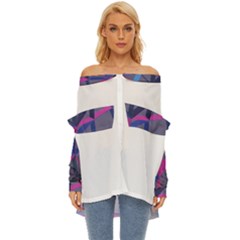 3d Lovely Geo Lines Off Shoulder Chiffon Pocket Shirt by Uniqued