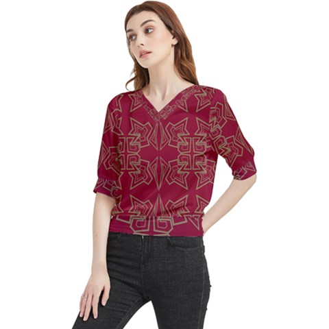 Abstract Pattern Geometric Backgrounds   Quarter Sleeve Blouse by Eskimos