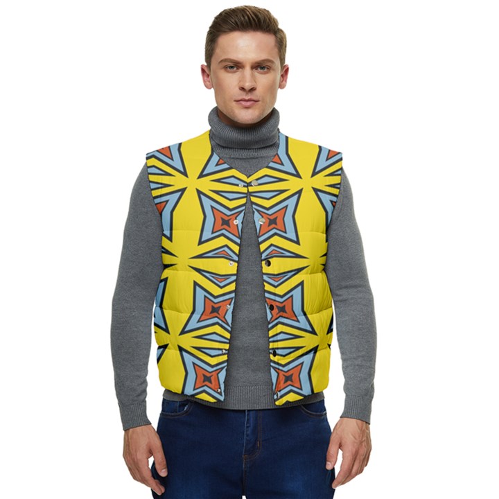 Abstract pattern geometric backgrounds   Men s Short Button Up Puffer Vest	