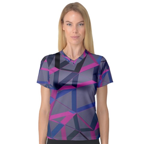 3d Lovely Geo Lines V-neck Sport Mesh Tee by Uniqued