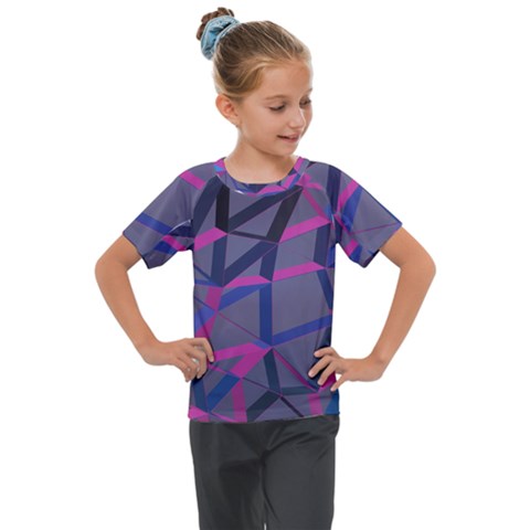 3d Lovely Geo Lines Kids  Mesh Piece Tee by Uniqued